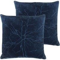 Furn. Angeles Polyester Filled Cushions Twin Pack Cotton Velvet Navy