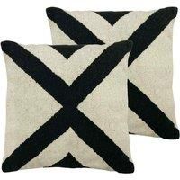 The Linen Yard Altai Polyester Filled Cushions Twin Pack Cotton Monochrome