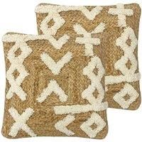 Furn. Camfa Polyester Filled Cushions Twin Pack Jute Cotton Natural