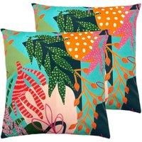 furn. - Coralina Outdoor Twin Pack Cushion - Multicolour - Square - 43cm x 43cm