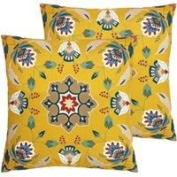 furn. Folk Flora Outdoor Twin Pack Cushion - Ochre - Square - 43cm x 43cm