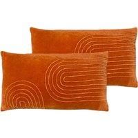 Furn. Mangata Polyester Filled Cushions Twin Pack Cotton Orange Black 30 x 60cm