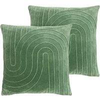 Furn. Mangata Polyester Filled Cushions Twin Pack Cotton Eucalyptus 45 x 45cm