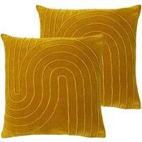 Furn. Mangata Polyester Filled Cushions Twin Pack Cotton Ochre 45 x 45cm