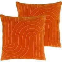 Furn. Mangata Polyester Filled Cushions Twin Pack Cotton Orange 45 x 45cm