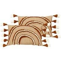 Furn. Rainbow Tufted Polyester Filled Cushions Twin Pack Cotton Brick