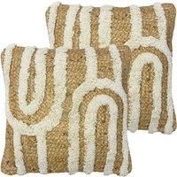 Furn. Unio Polyester Filled Cushions Twin Pack Jute Cotton Natural