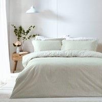 furn. The Linen Yard Hebden Mélange Stripe Duvet Cover Set - Eucalyptus - Single