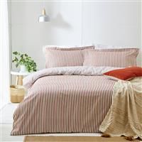 The Linen Yard Hebden Double Duvet Cover Set, Cotton, Pecan