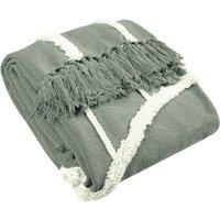 furn. Rainbow Tuft Throw, Cotton, Grey