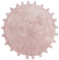 furn. Circle Pom Pom Bath Mat, Cotton, Blush