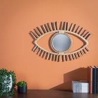 Ouko Rattan Small Eye Shaped Novelty Wall Mirror