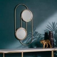Paoletti Abstract Large Double Wall Mirror,Brass,30 x 65 x 1.5cm
