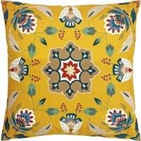 furn. Folk Flora Outdoor Polyester Filled Cushion, Polyester, Ochre, 43 x 43cm (FFLORA/HF2/OCH)