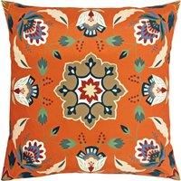 furn. Folk Flora Outdoor Polyester Filled Cushion, Orange, 43 x 43cm