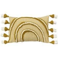furn. Rainbow Tuft Polyester Filled Cushion, Cotton, Ochre