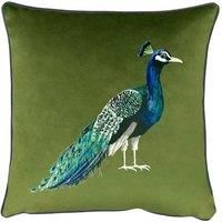 furn. Evans Lichfield Peacock Cushion Olive - Square - 43cm x 43cm