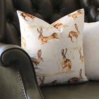 Evans Lichfield Country Running Hares Polyester Filled Cushion, Taupe, 43 x 43cm