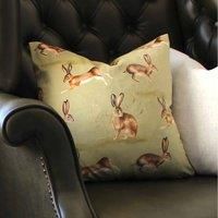 Evans Lichfield Country Running Hares Polyester Filled Cushion, Polyester, Sage