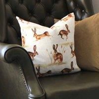 Evans Lichfield Country Running Hares Polyester Filled Cushion, Polyester, Linen, Multi