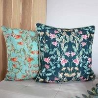 Evans Lichfield Heritage Bell Flowers Polyester Filled Cushion, Polyester, Larchmere