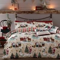 furn. Jolly Santa Super King Duvet Cover Set, Cotton, Polyester, Multi