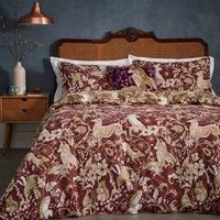 Paoletti Harewood Single Duvet Cover Set, Cotton, Ruby