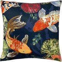 Paoletti Koi Pond Polyester Filled Cushion, Polyester, Cotton, Midnight
