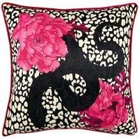 furn. Serpentine Polyester Filled Cushion, Polyester, Black/Ruby