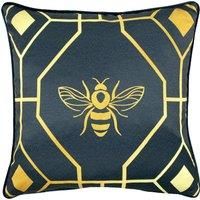 furn. Bee Deco Polyester Filled Cushion, Polyester, Navy