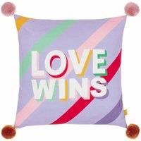 furn. Pom Poms Love Wins Polyester Filled Cushion, Lilac, Square