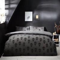 Furn Halloween Tufted Skulls Duvet Cover Set - Charcoal