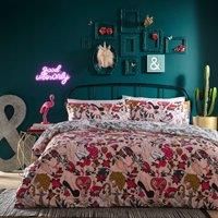furn. Inked Double Duvet Cover Set, Cotton, Polyester, Blush