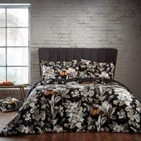 Ew by Edinburgh weavers 100% Cotton 200 TC 3 Piece Duvet Cover Set Black Double - 2 Standard Pillowcases