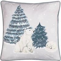 Furn Arcticus Polar Bear Polyester Filled Cushion Blue