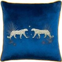 Wylder Tropics Dusk Leopard Square Polyester Filled Cushion, Navy