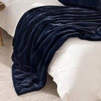 Paoletti Empress Soft Faux Fur Throw, Navy, 130 x 180cm