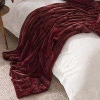 Paoletti Empress Large Soft Faux Fur Throw, Ruby, 140 x 200cm