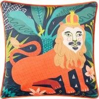 Kate Merritt Lion Illustrated Polyester Filled Cushion,Multicolour,43 x 43cm