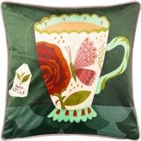 Kate Merritt Time For Tea Illustrated Polyester Filled Cushion,Multicolour,43 x 43cm