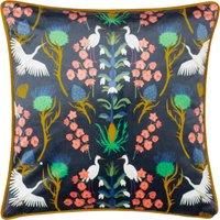 Kate Merritt Herons Illustrated Polyester Filled Cushion,Blue,43 x 43cm