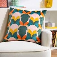 Heya Home Raeya Polyester Filled Cushion,Peach/Pine,45 x 45cm