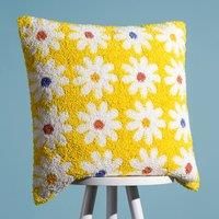 Heya Home Daisy Polyester Filled Cushion, Mellow Yellow, 45 x 45cm