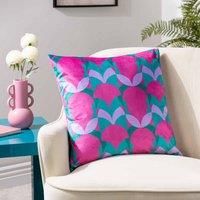 Heya Home Raeya Polyester Filled Cushion, Pink/Jade, 45 x 45cm