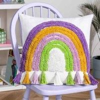 Heya Home Rainbow Tassel Polyester Filled Cushion