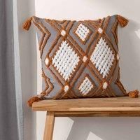 furn. Aquene Polyester Filled Cushion, Charcoal/Brick, 50 x 50cm