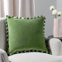 Dora Square Velvet Pom Pom Polyester Filled Cushion