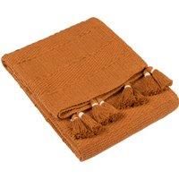 Yard Caliche Textured Tasselled Throw, Ginger, 130 x 180cm