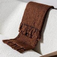 Hoem Morni Woven Fringed Throw, Chestnut, 130 x 180cm