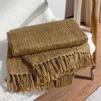 Hoem Morni Woven Fringed Throw,Olive,130 x 180cm